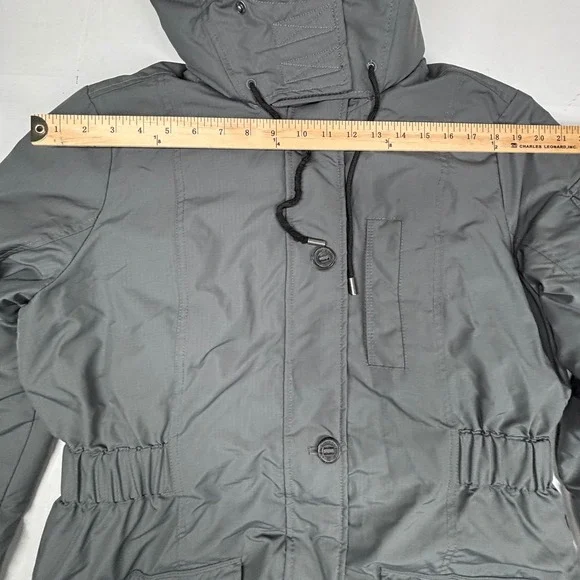 Abercrombie‎ & Fitch Premium Arctic Parka Hooded Winter Luxe Coat XL Gray Padded - Picture 3 of 12